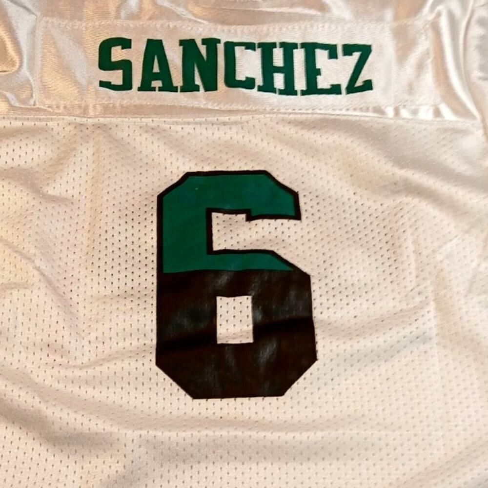Reebok NY Jets Vintage #6 Sanchez Womens White w/Graphics Football Jersey- SZ XL - Picture 5 of 7